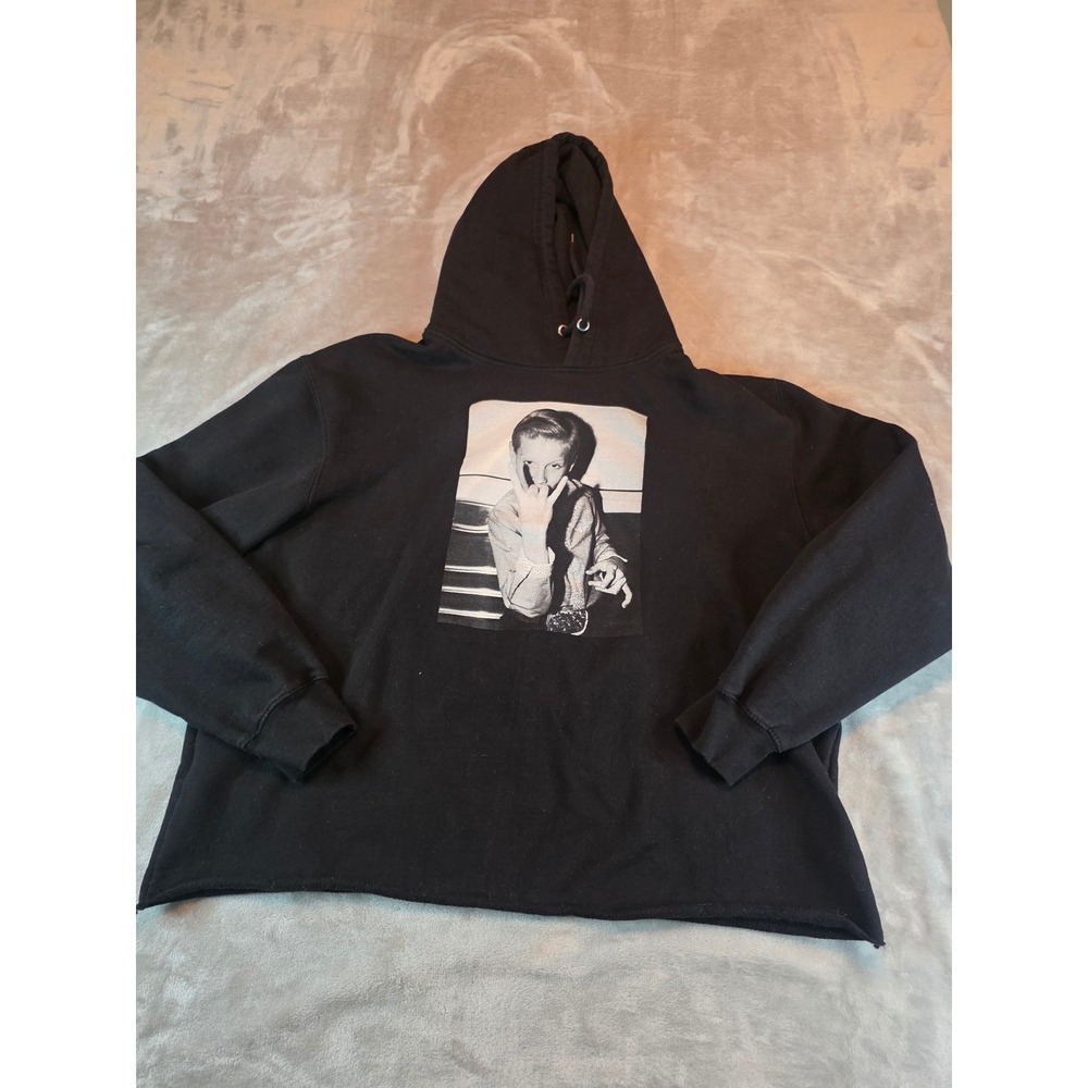 Lane Seven Hoodie Mens XL Black Graphic Ramsey Rope Back Raw Hem LS14002